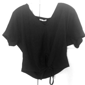 ZARA Ladies’ Black Front-Tie Blouse